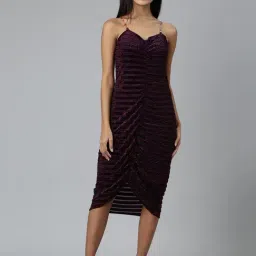 showoffff SHOWOFF Purple Velvet Regular Fit Bodycon Dress-picture-40