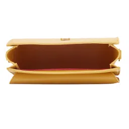 glo by globus Globus Women Mustard Solid Vegan Leather Sling Bag image 5