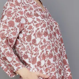 Melange by Lifestyle White & Pink Floral Print Straight Kurta image 5