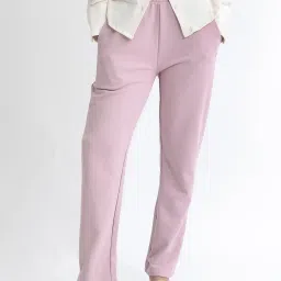 RAREISM Pink Blended Solid Trackpants image 1
