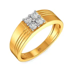 Joyalukkas 18k Yellow Gold & Diamond Square-shaped Trio Strips Ring for Men image 1