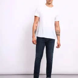 Lee Bruce Dark Blue Skinny Fit Lightly Washed Jeans image 5