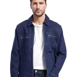 Rare Rabbit Blue Relaxed Fit Solid Jacket image 1