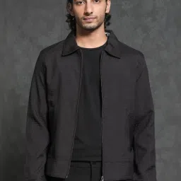 Rare Rabbit Black Regular Fit Jacquard Jacket image 1