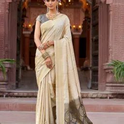 Elora Cream Woven Saree image 1