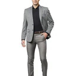 Park Avenue Grey Regular Fit Notched Lapel Blazer image 5