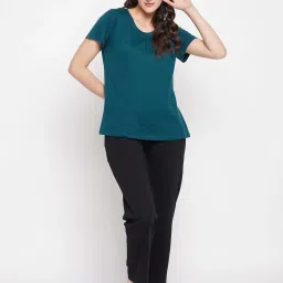 Clovia Green Cotton T-Shirt image 5