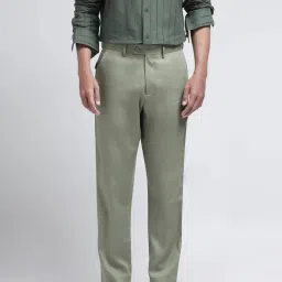 Rare Rabbit Green Regular Fit Solid Trousers image 1