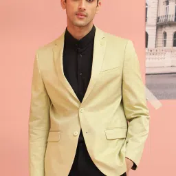 Rare Rabbit Green Tailored Fit Solid Blazer image 1