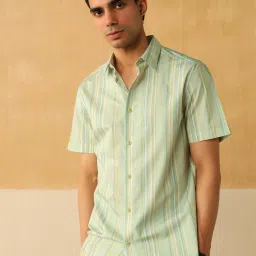 Andamen Teal Cotton Regular Fit Printed Shirt image 1