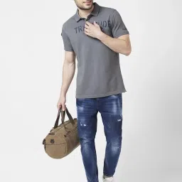 Spykar Mid Blue Cotton Slim Fit Distressed Jeans image 5