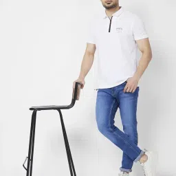 Spykar Mid Blue Cotton Super Slim Fit Jeans image 5