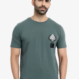 Rare Rabbit Teal Regular Fit Graphic T-Shirt image 1