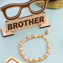 NVR Women Gold Toned Artificial Beads Wraparound Rakhi, Combo for Rakshabandhan image 1