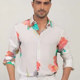 Rare Rabbit White Regular Fit Abstract Shirt image 1