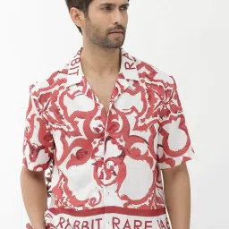 Rare Rabbit Red Boxy Fit Stripes Shirt image 1