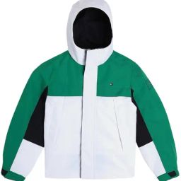 TOMMY HILFIGER Olympic Green & White Coloblock Relaxed Fit Jacket-picture-27