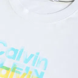 Calvin Klein Jeans Bright White Cotton Regular Fit Logo Printed T-Shirt image 5