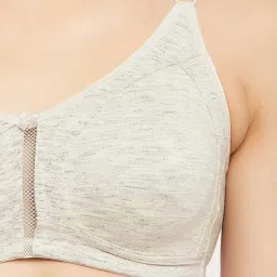 Clovia Non-Padded Non-Wired Full Figure Spacer Cup Bra in Grey Melange - Cotton Rich image 5
