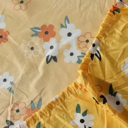 Klotthe Yellow Cotton Blend 300 TC Single Elastic Bedsheet With 1 Pillow Cover image 5