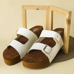 The White Pole Women's White Casual Wedges image 1