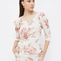 Code by Lifestyle White & Pink Floral Print Top image 1