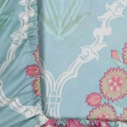 Klotthe Skyblue Cotton Blend 300 TC Elastic Bed Sheet With 2 Pillow Covers image 5