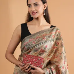 Gaurapakhi Red Embroidered Clutch image 1