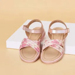 Pantaloons Junior Pink & Beige Cross Strap Sandals image 1