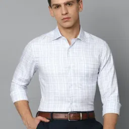 Louis Philippe Permapress Blue Cotton Regular Fit Checks Shirt-picture-18