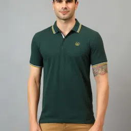 Cantabil Bottle Green Regular Fit Polo T-Shirt image 1
