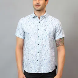 Cantabil Sky Blue Regular Fit Printed Shirt image 1