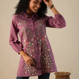Globus Purple Cotton Embroidery Tunic-image-25