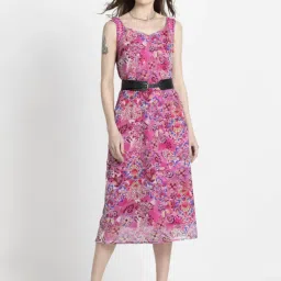 SHAYE Pink Floral Print Midi Dress image 1