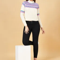 People by Pantaloons Off-White Jacquard Pattern Sweater image 5
