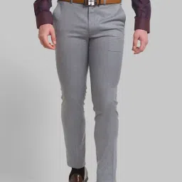 Park Avenue Grey Super Slim Fit Texture Trousers-picture-17
