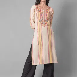 Dollar Missy Beige Embroidered Straight Kurta image 1