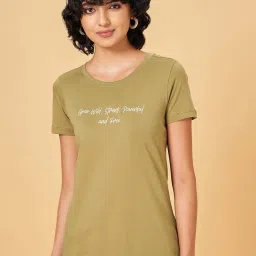 Honey by Pantaloons Green Cotton Printed T-Shirt image 1