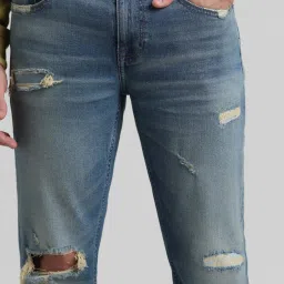 Jack & Jones Blue Slim Fit Low Rise Distressed Jeans image 5