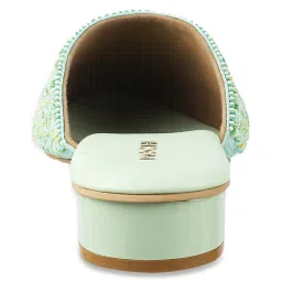Mochi Women's Green Mule Shoes image 5