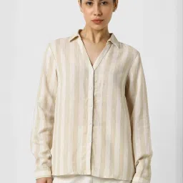 Van Heusen Beige Regular Fit Striped Shirt image 1
