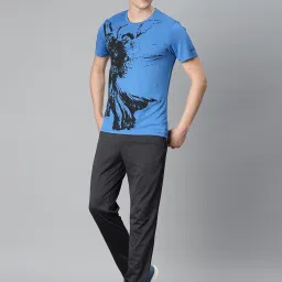 ALCIS Blue Slim Fit Anti Static Printed Sports T-Shirt image 5