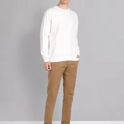 AD by Arvind White Slim Fit Embroidered Logo Round Neck Sweatshirt image 5