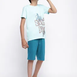 Lil Tomatoes Kids Blue Printed T-Shirt with Shorts image 5
