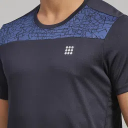 Rock.It Navy Blue Regular Fit Self Pattern T-Shirt image 5