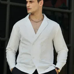 Campus Sutra White Poly Lycra Regular Fit Solid Shirt image 1