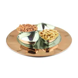 FnS Trino Multicolor Stainless Steel Bowl & Round Tray Set - Set of 5 image 1