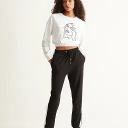 Cover Story White Cotton Printed Crop Sweatshirt image 4