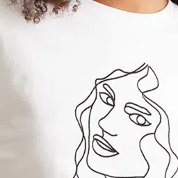 Cover Story White Cotton Printed Crop Sweatshirt image 5