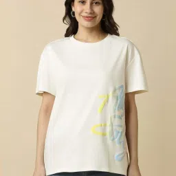 Allen Solly White Cotton Regular Fit Printed T-Shirt image 1